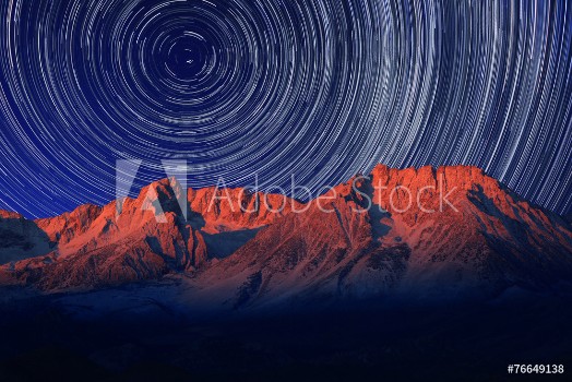 Picture of Night Exposure Star Trails of the Sky in Bishop California